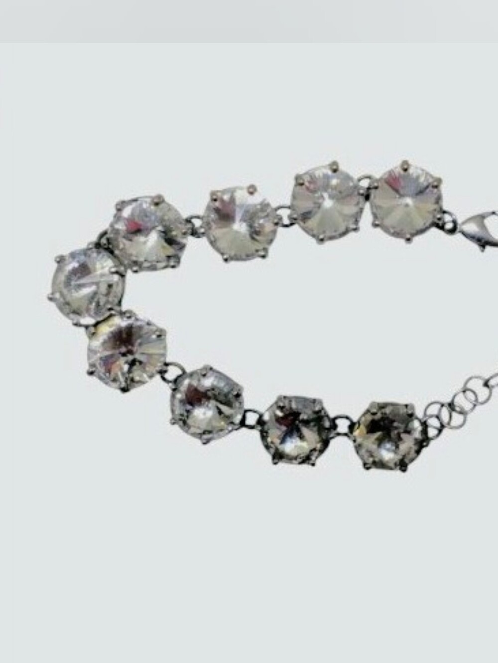 Stella & Dot Amelie Bracelet - Clear Crystal Silver-Tone Link